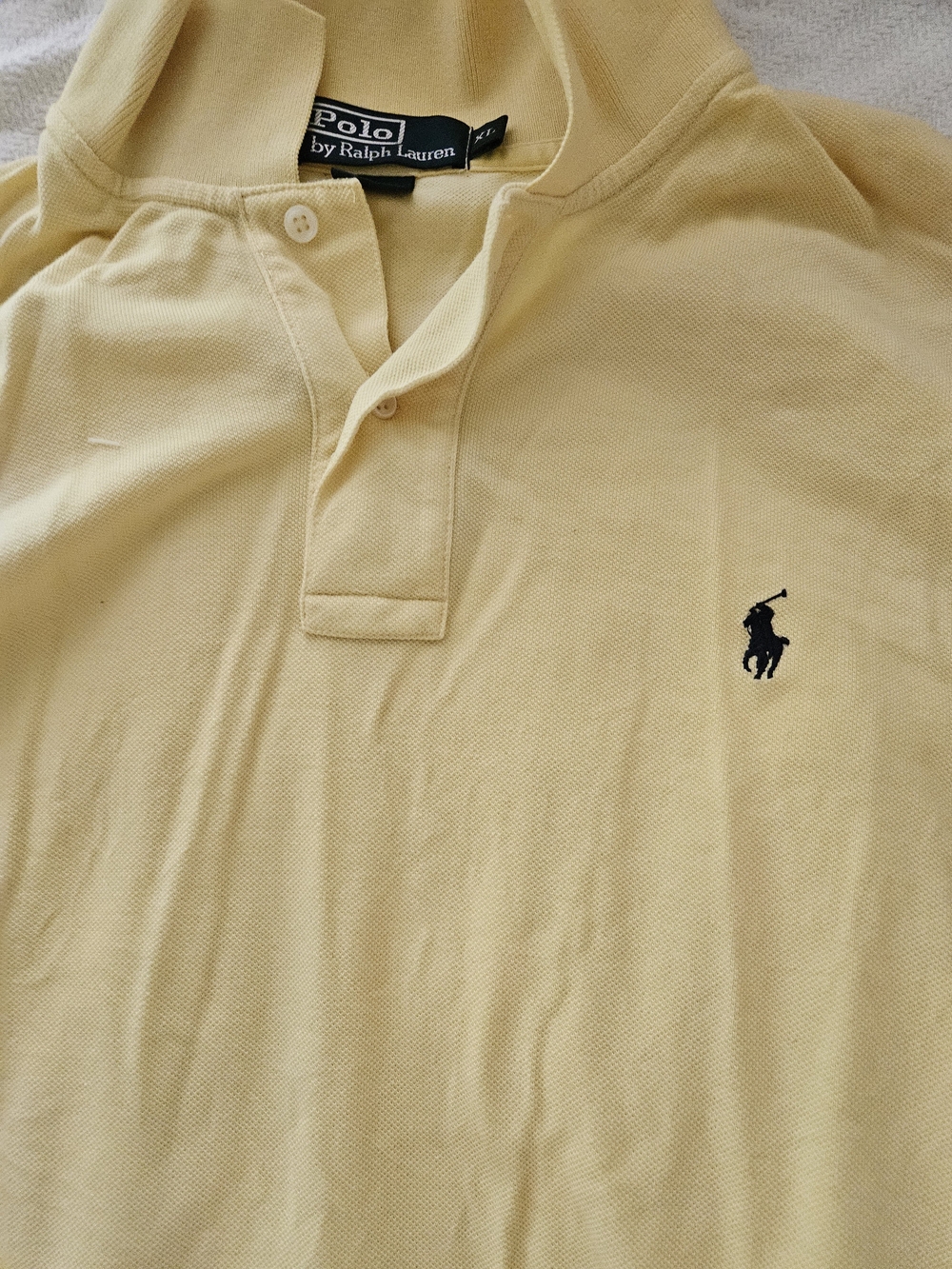 Ralph Lauren Men's Long Sleeve Pale Yellow Polo